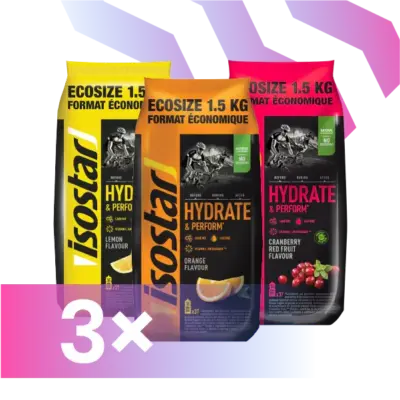 Isostar powder Hydrate & Perform Ecosize 1.5kg x 3