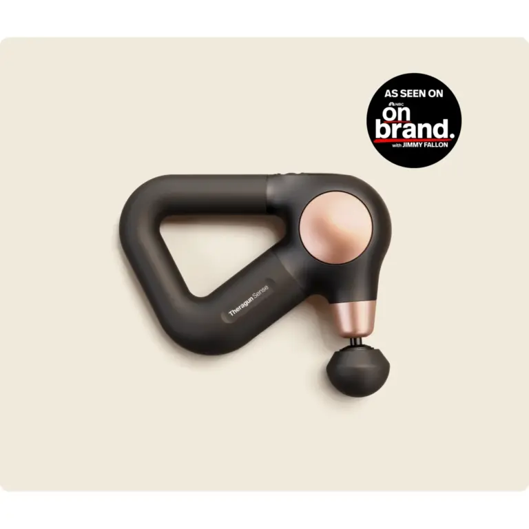 Theragun Sense 2 massage device — product and use view 1