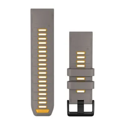 Garmin QuickFit 26 Watch Band Silver Grey / Yellow Flare Silicone Garmin QuickFit 26 Watch Band Silver Grey / Yellow Flare Silicone