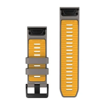 Garmin QuickFit 26 Watch Band Silver Grey / Yellow Flare Silicone Garmin QuickFit 26 Watch Band Silver Grey / Yellow Flare Silicone