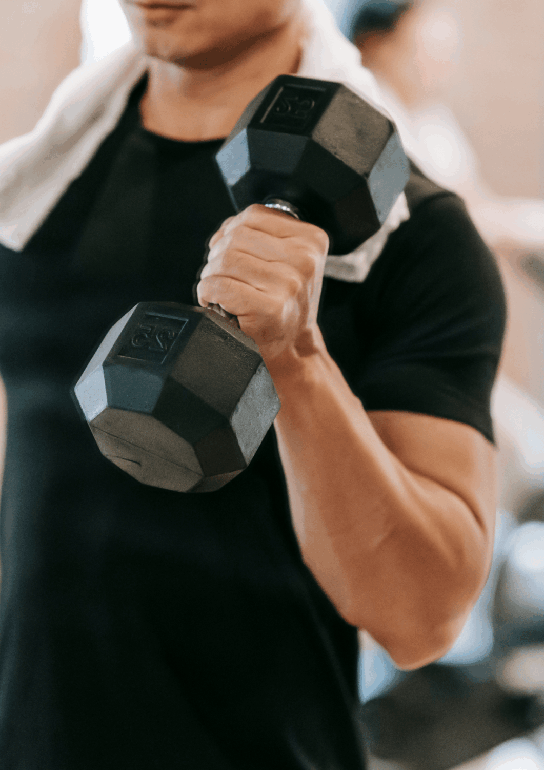 Athlete performing strength training with dumbbells